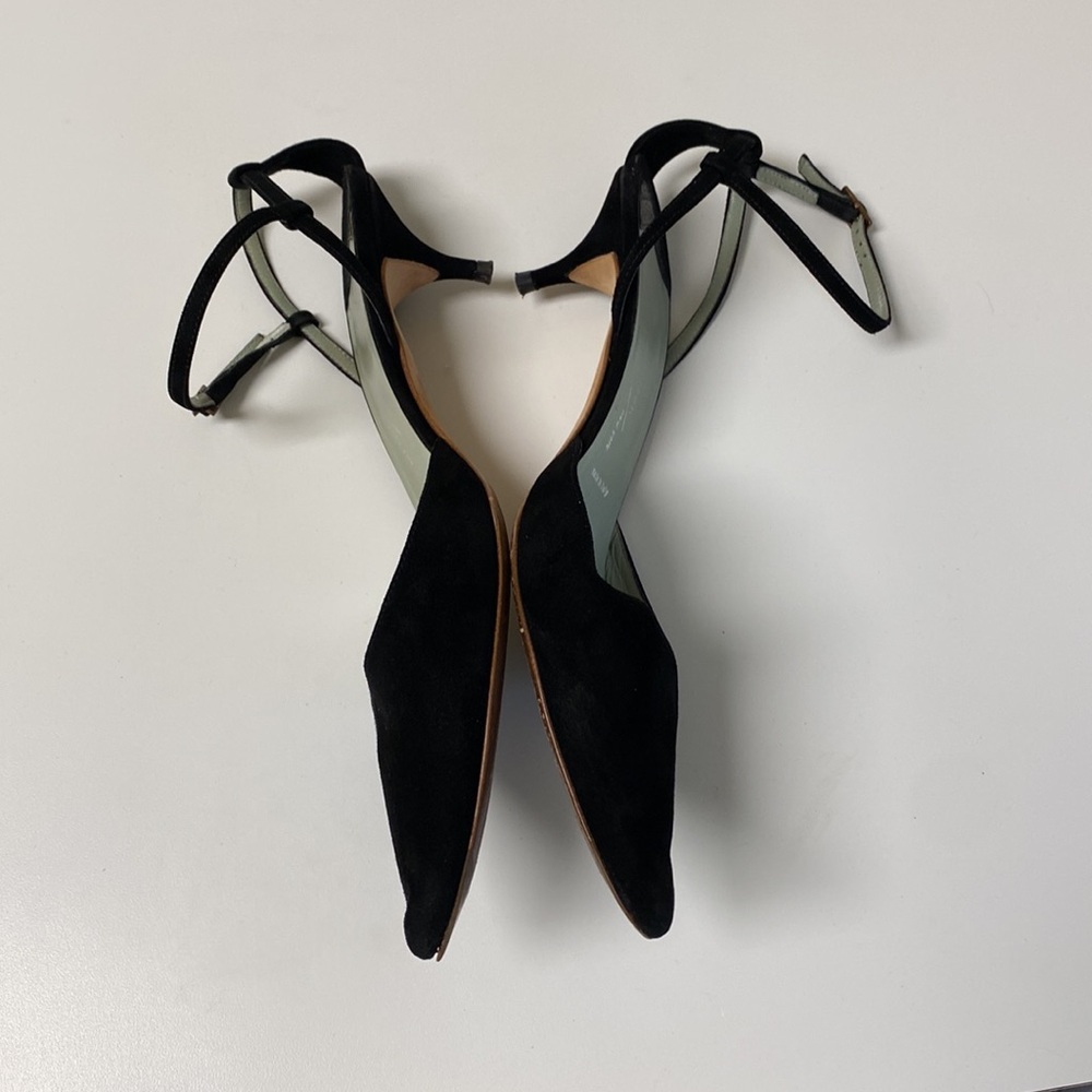 Sigerson Morrison Black Suede and Leather Kitten Heel Shoes - Picture 4 of 9
